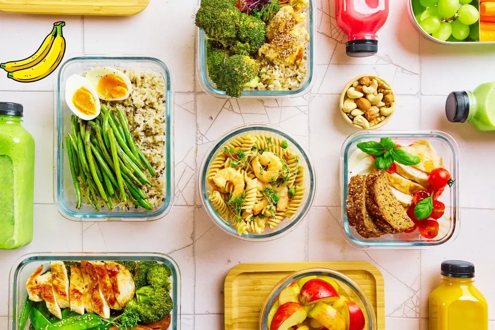 Organized kitchen workspace with fresh ingredients